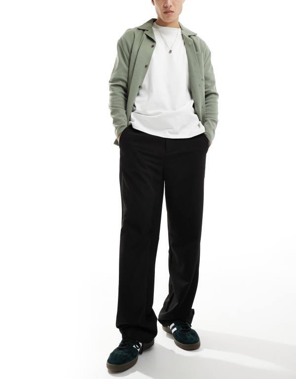 オンリーアンドサンズ メンズ ボトムス カジュアルパンツ パンツ Only & Sons loose fit tailored pants Black ブラック