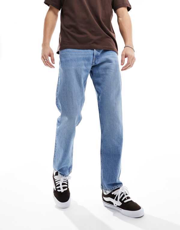 ジャック アンド ジョーンズ メンズ ボトムス デニムパンツ ジーンズ Jack & Jones Chris straight fit jeans in mid blue wash Blue Denim デニム