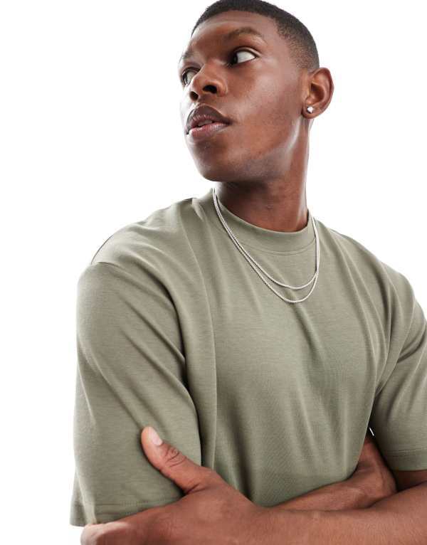 セレクテッドオム メンズ トップス Tシャツ Selected Homme oversized heavy weight t-shirt in tan Vetiver タン