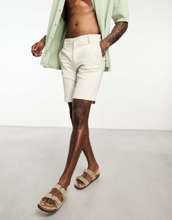 オンリーアンドサンズ メンズ ボトムス ハーフパンツ・ショーツ ショートパンツ ジャージー ONLY & SONS smart jersey shorts Moonstruck ベージュ