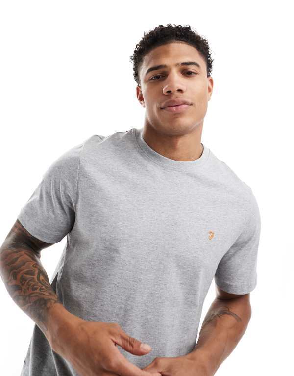 ファーラー メンズ トップス Tシャツ コットン Farah Danny cotton T-shirt in heather Gray グレー