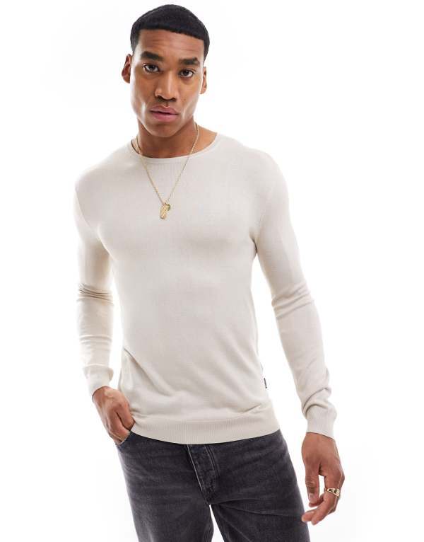 オンリーアンドサンズ メンズ アウター ニット・セーター クルーネック セーター Only & Sons crewneck sweater Silver Lining シルバー