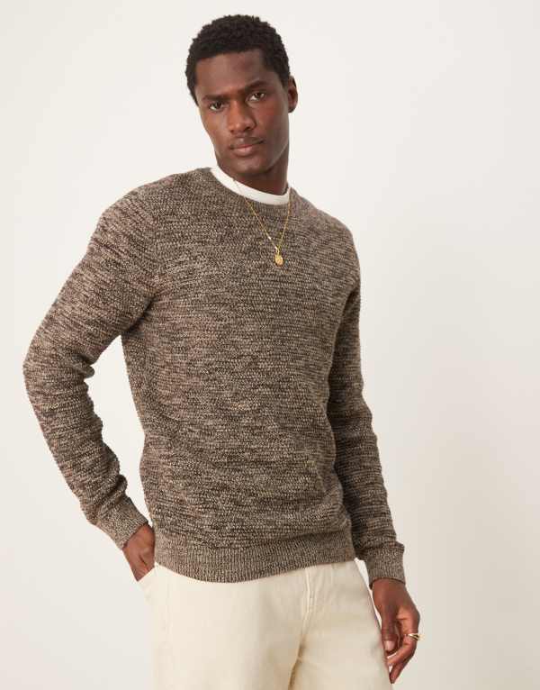 セレクテッドオム メンズ アウター 編み物・プルオーバー プルオーバー 編み物 Selected Homme textured knit sweater mix Chocolate torte 黒茶