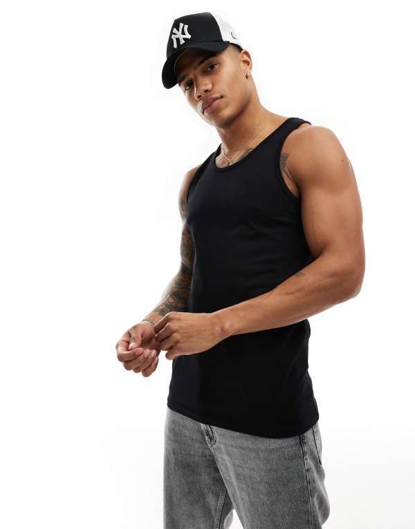 ジャック アンド ジョーンズ メンズ トップス ベスト Jack & Jones 2 pack tank top Black ブラック|ReVida 店