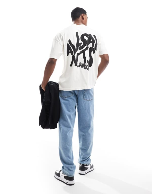 オールセインツ メンズ トップス Tシャツ プリント シャツ AllSaints Orlando back print t-shirt ashen white ホワイト 21,226円