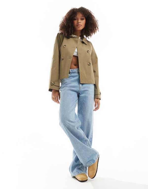 オンリー レディース アウター ジャケット・ブルゾン コート ONLY short trench coat Khaki カーキ