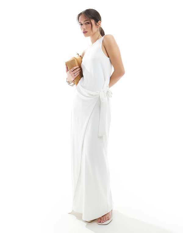 フォース&レックレス レディース トップス ワンピース マキシワンピース ドレープ ノースリーブ マキシ 4th & Reckless sleeveless drape tie side maxi dress WHITE ホワイト