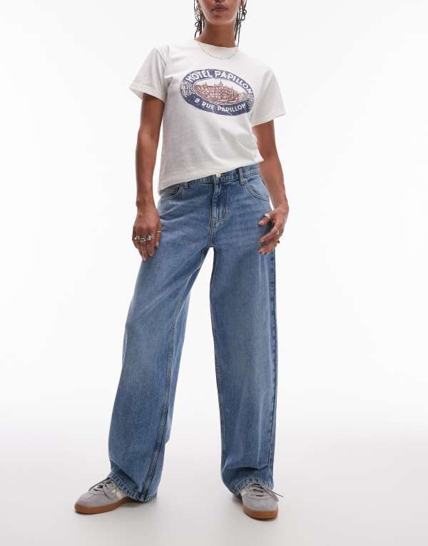 トップショップ レディース ボトムス デニムパンツ ローライズ ジーンズ Topshop Cinch low rise relaxed jeans in bleach Bleach|ReVida 店