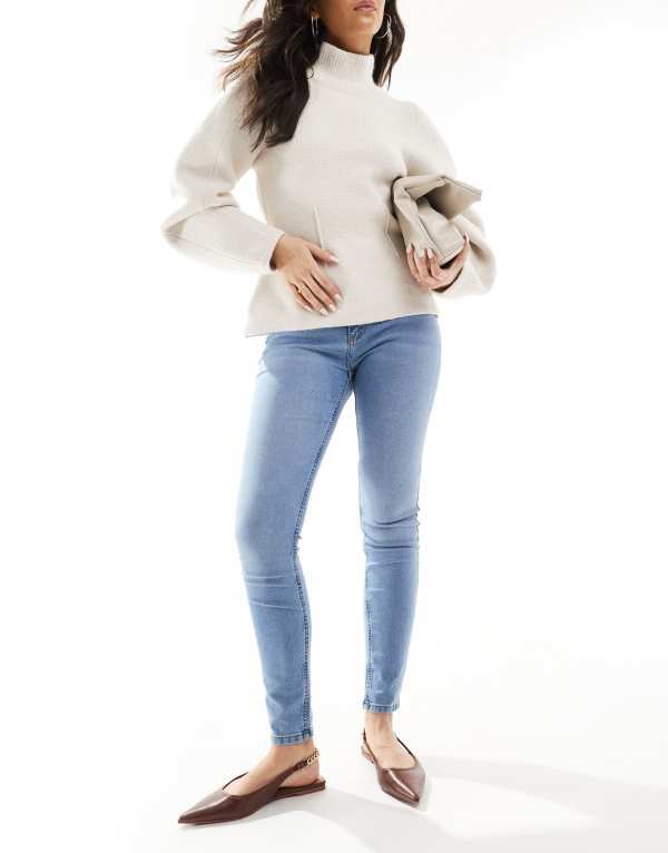 ジェイディーワイ レディース ボトムス ジーンズズボン下 ご機嫌酉の方角 デニム JDY high waist skinny jeans インチ mid MID BLUE 青み