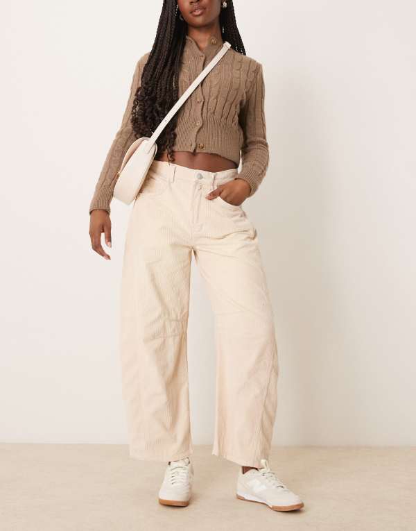 フリーピープル レディース ボトムス デニムパンツ ジーンズ Free People Good Luck barrel leg cord jeans in light LIGHT GRAY グレー