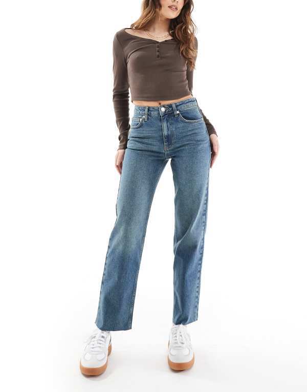 エイソス レディース ボトムス デニムパンツ ヴィンテージ ストレート ASOS DESIGN comfort stretch straight leg jean in vintage wash Dark Vintage Wash