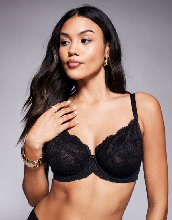 アンサマーズ レディース アンダーウェア ブラジャー レース Ann Summers Fuller Bust Sexy Lace non padded plunge bra Black ブラック
