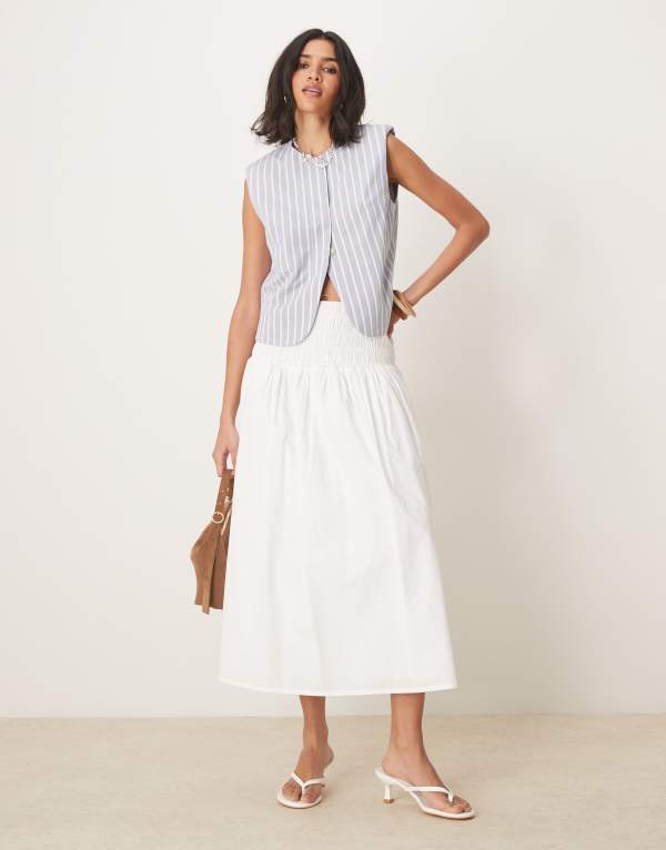 ノーバディーズ チャイルド レディース ボトムス スカート ミディ Nobody's Child Thelma shirred waist boho midi skirt White ホワイト