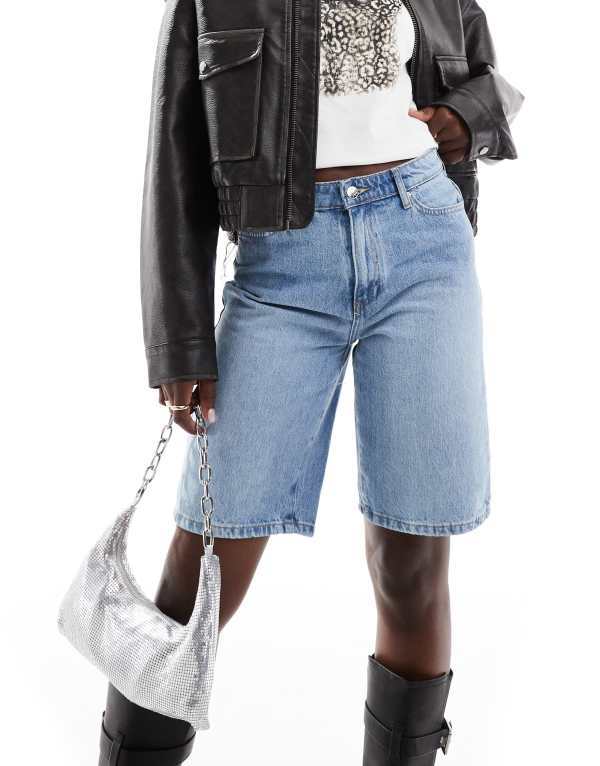 オンリー レディース ボトムス 二分の一ズボン下・さる股引き 遊撃手ズボン下 ジーンズ ONLY high waisted denim bermuda shorts インチ light Light blue denim ジーンズ