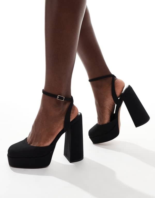 エイソス レディース シューズ ヒール プラットフォーム ASOS DESIGN Pressure platform high heel shoes Black ブラック