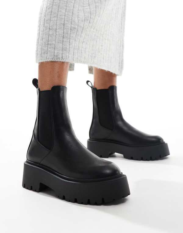 エイソス レディース シューズ ブーツ・レインブーツ チェルシーブーツ チェルシー ブーツ ASOS DESIGN Amy chunky Chelsea boots Black ブラック