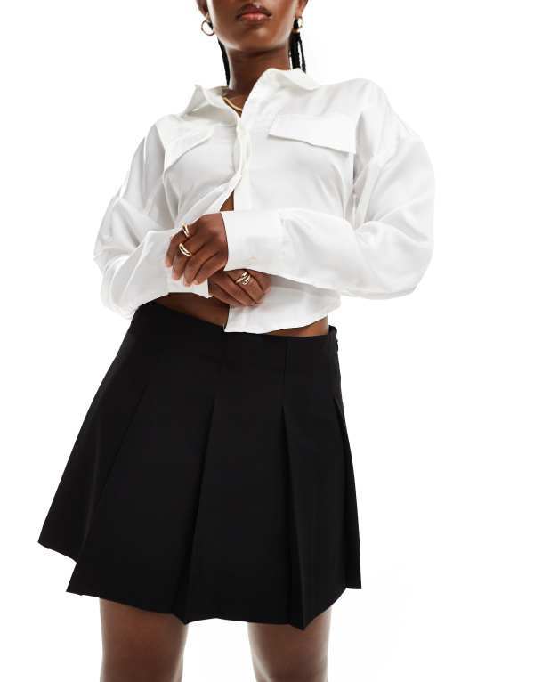 エイソス レディース ボトムス スカート プリーツ ミニ ASOS DESIGN tailored pleated mini skirt Black ブラック