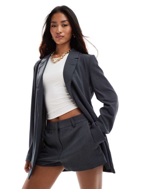 ヴェロモーダ レディース アウター ジャケット・ブルゾン ブレザー ジャージー Vero Moda throw on longline jersey blazer Gray グレー