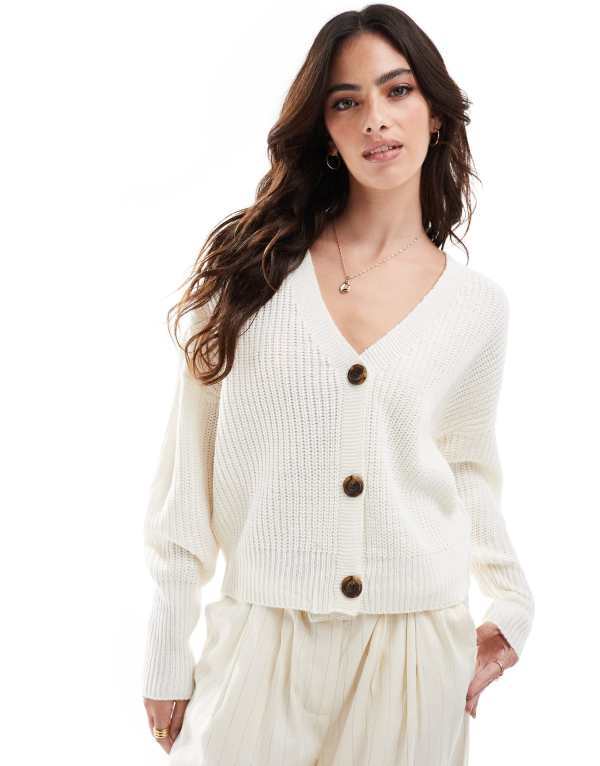 ヴェロモーダ レディース アウター カーディガン リブ Vero Moda button up chunky ribbed cardigan in cream CREAM クリーム｜ReVida 店