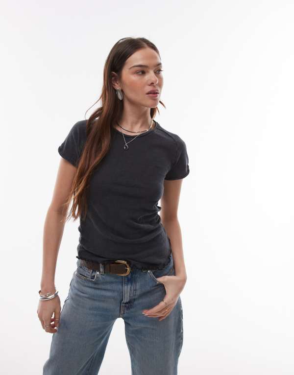 フリーピープル レディース トップス Tシャツ Free People be my baby fitted t-shirt Black ブラック