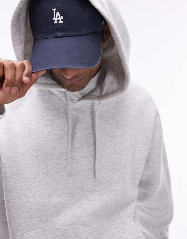 とっ始めマン メンズ アウター パーカー・スウェット パーカー Topman oversized hoodie インチ light gray heather Gray 薄墨色 パーカー-トップス