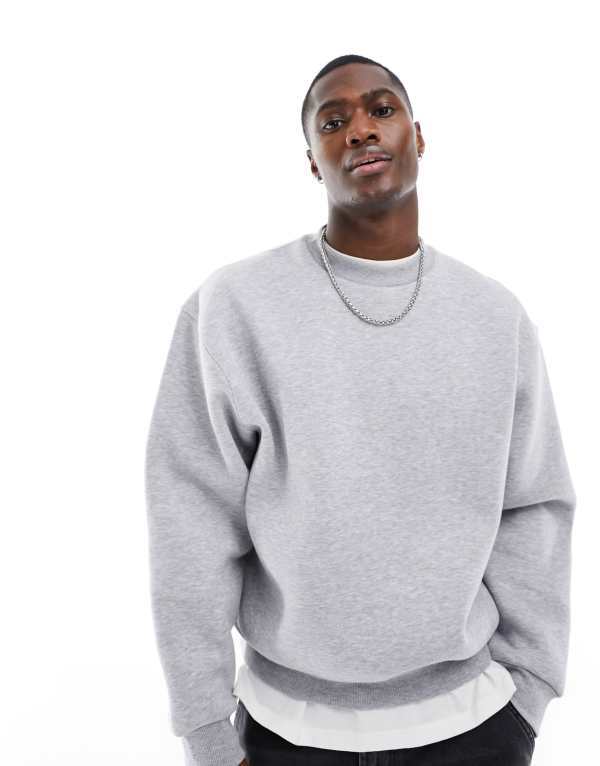 エイソス メンズ アウター パーカー・スウェット スウェット シャツ ASOS DESIGN boxy oversized sweatshirt heather gray heather グレー