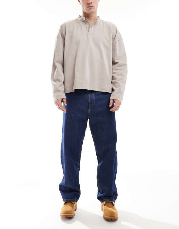 ジャック アンド ジョーンズ メンズ ボトムス デニムパンツ ジーンズ Jack & Jones Alex baggy rigid jeans in mid blue wash Blue Denim デニム