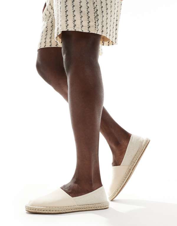 エイソス メンズ シューズ サンダル キャンバス Off White ASOS DESIGN espadrilles in off white canvas mix画像