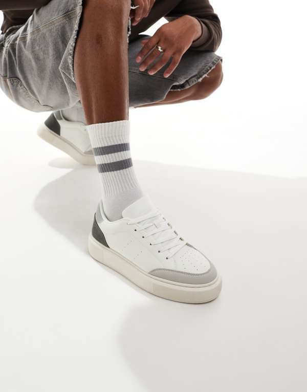 ジャック アンド ジョーンズ メンズ シューズ スニーカー スエード Jack & Jones suede mix sneakers with White/Vapor Blue ホワイト