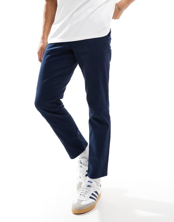エイソス メンズ ボトムス 心地好いズボン下 ASOS DESIGN slim chinos NAVY 米国海軍 ズボン・パンツ-メンズファッション