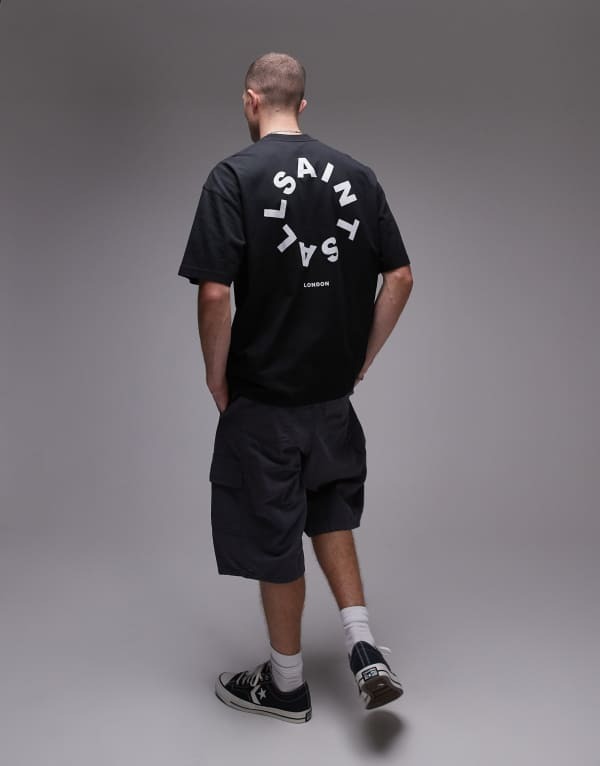 オールセインツ メンズ トップス Tシャツ クルーネック シャツ AllSaints Tierra short sleeve crew neck t-shirt Jet Black ブラック