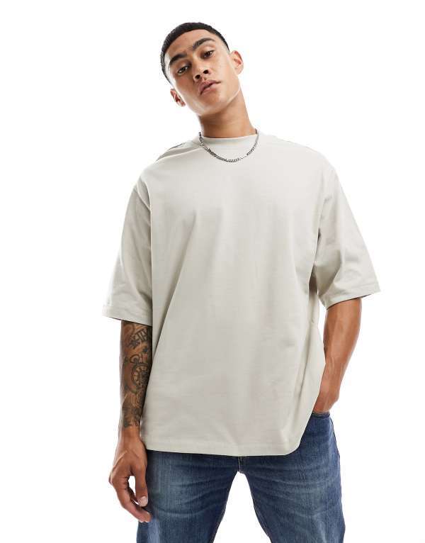 オンリーアンドサンズ メンズ トップス Tシャツ Only & Sons super oversize t-shirt Silver Lining シルバー