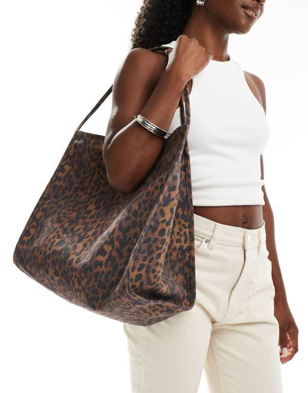 エイソス レディース バッグ トートバッグ ASOS DESIGN tubular handle canvas tote bag leopard Multi マルチカラー