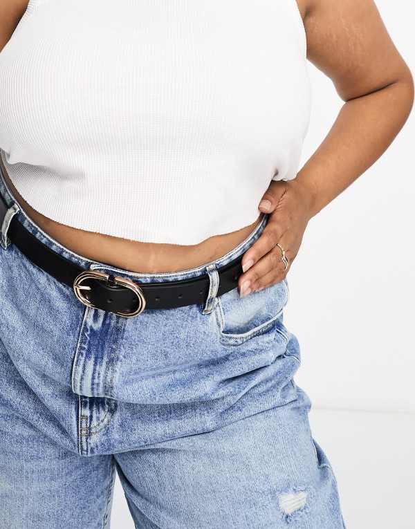 エイソス レディース アクセサリー ベルト ジーンズ ASOS Curve ASOS DESIGN Curve waist and hip jeans belt Black ブラック