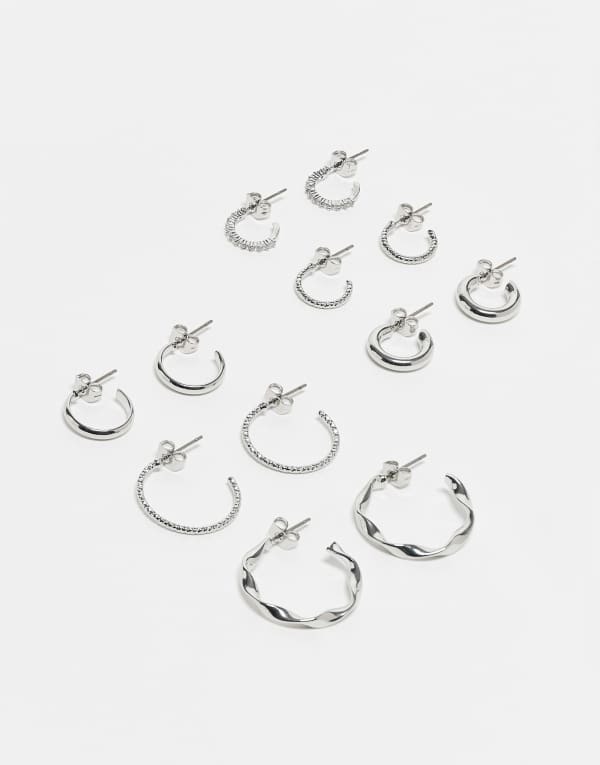 ピーシーズ レディース アクセサリー ピアス・イヤリング Pieces 6-pack multi design earrings Silver シルバー