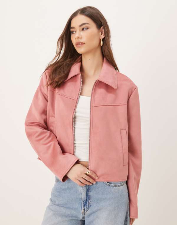 エイソス レディース アウター 上衣・上衣 スエードクロス 上衣 ASOS DESIGN faux suede top collar jacket インチ dusty rose Dusty Rose レディースファッション-コート・ジャケット
