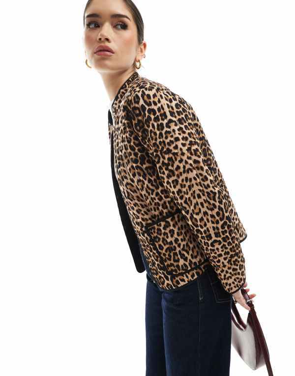 ヴェロモーダ レディース アウター ジャケット・ブルゾン プリント キルティング ジャケット Vero Moda quilted jacket in leopard print LEOPARD アニマル|ReVida 店