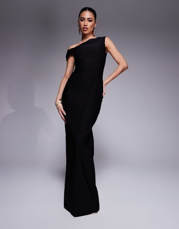 ベスパー レディース トップス ワンピース ボディコンワンピース マキシ Vesper one shoulder knot detail maxi bodycon dress Black ブラック｜ReVida 店 26,520円