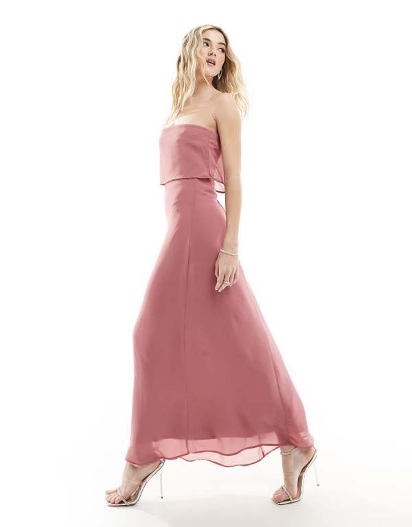 ヴィラ レディース トップス ワンピース マキシワンピース マキシ VILA bandeau maxi dress with straps in rose Mesa rose