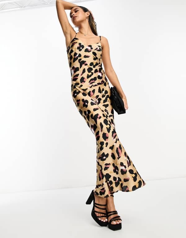 ネバーフリードレスド レディース トップス 衣装 刷り上げる Never Fully Dressed midaxi slip dress インチ leopard print Leopard 毛の荒物