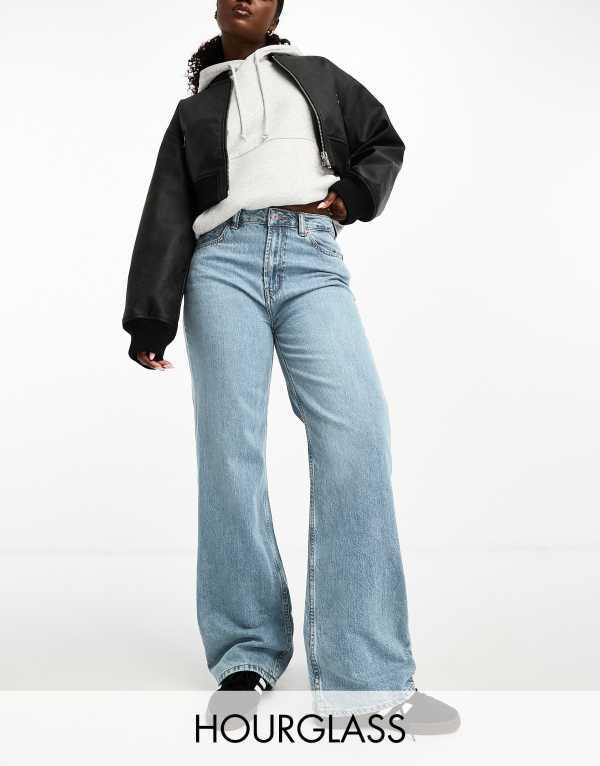 エイソス レディース ボトムス ジーンズズボン下 デニム ASOS DESIGN Hourglass dad jeans インチ mid Mid blue 青み