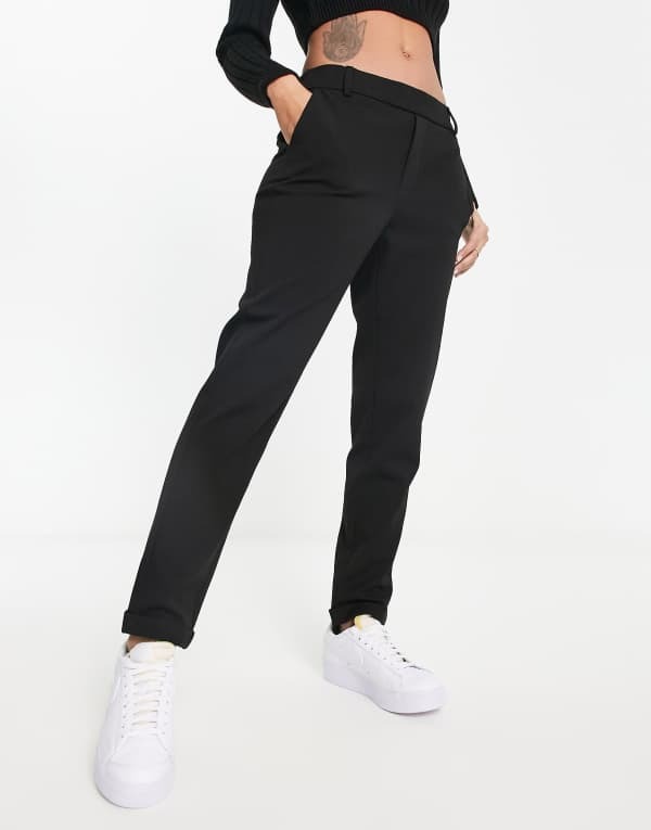 ヴェロモーダ レディース ボトムス 心地好いズボン下 引っ切り無い ズボン下 Vero Moda straight leg pants Black 黒いこと