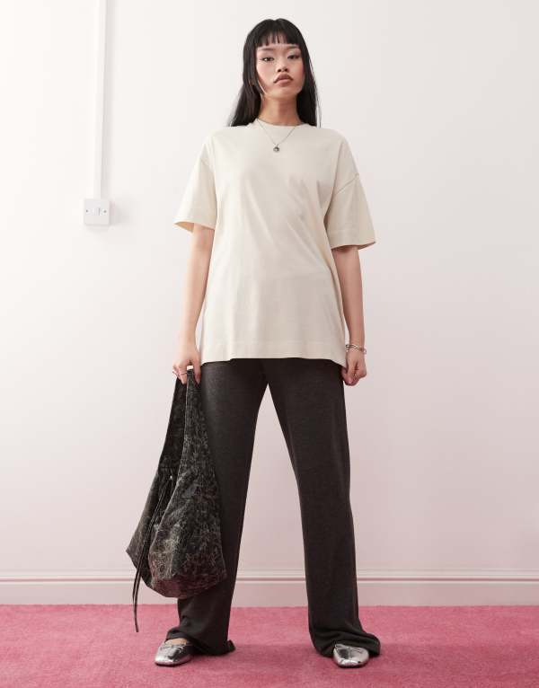 コルージョン レディース トップス Tシャツ COLLUSION oversized heavyweight t-shirt in ecru ECRU エクリュ