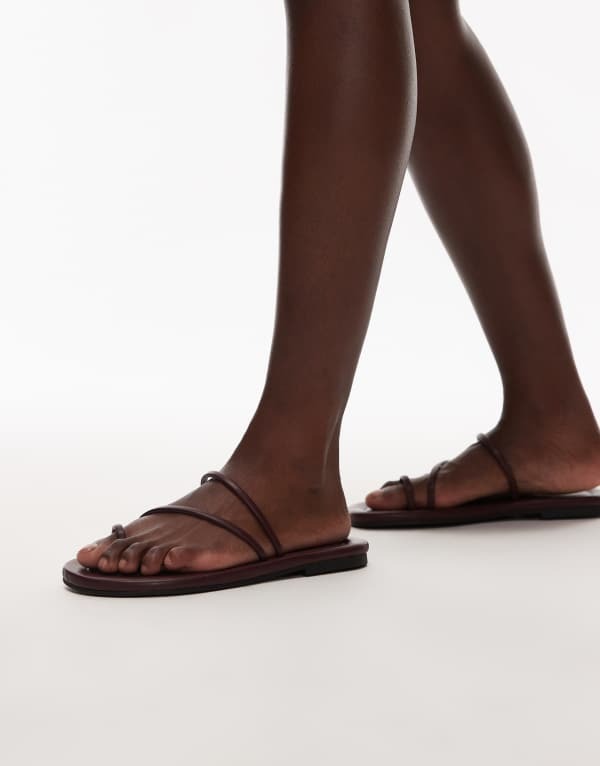 トップショップ レディース シューズ サンダル ミニ Topshop Jasper minimal sandals Burgundy バーガンディ
