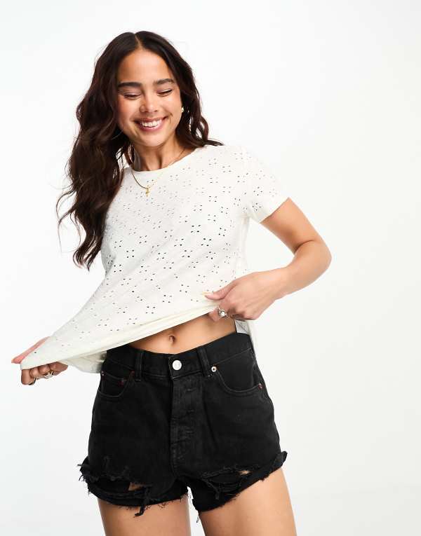 ジェイディーワイ レディース トップス ティーシャツ ティーシャツ JDY jersey broderie T-shirt WHITE 白いこと Tシャツ・カットソー-トップス