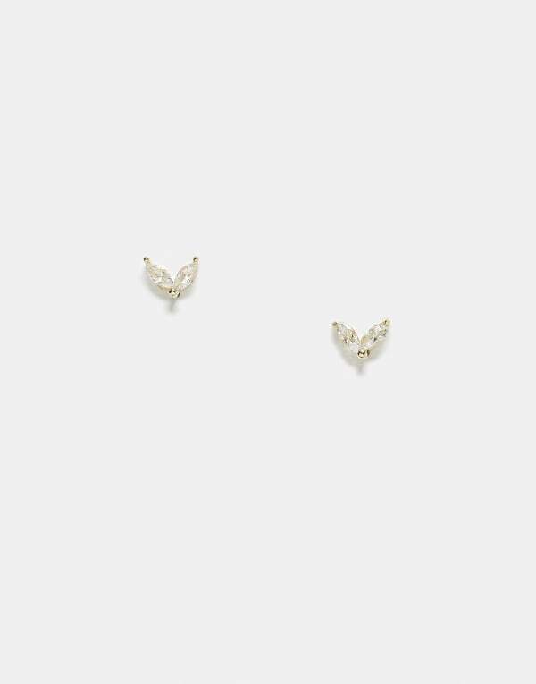 キングスリーライアン レディース アクセサリー ピアス・イヤリング Kingsley Ryan double petal stud earrings plated Clear ゴールド