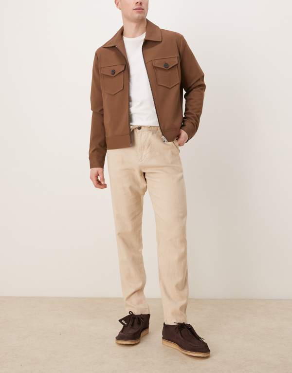 セレクテッドオム メンズ ボトムス カジュアルパンツ パンツ リネン Selected Homme linen blend slim tapered pants in cream Incense クリーム