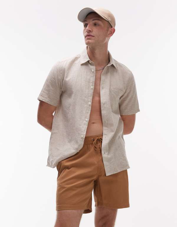 ルーカ メンズ ボトムス ハーフパンツ・ショーツ ショートパンツ キャップ ケープ RVCA escape elastic waist shorts in camel Beige ベージュ 16,485円
