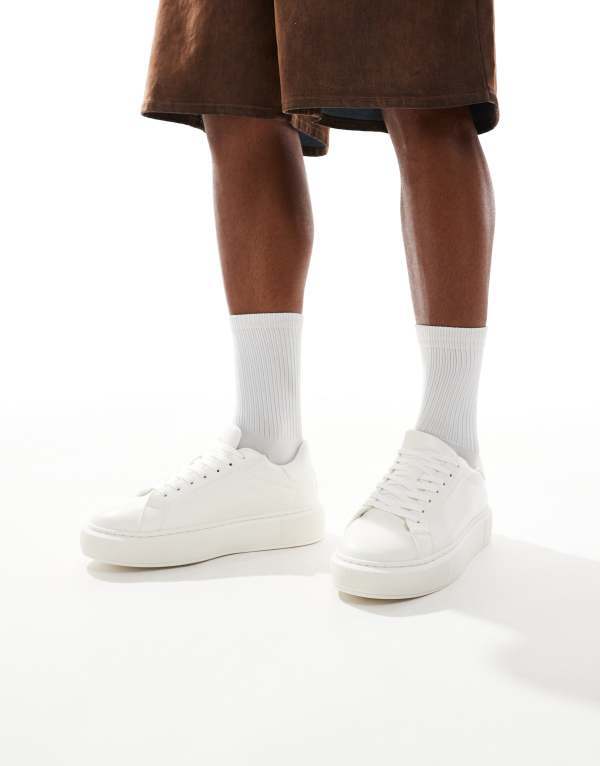 ジャック アンド ジョーンズ メンズ シューズ スニーカー レザー フェイクレザー Jack & Jones faux leather sneakers White ホワイト