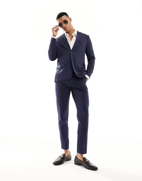 オンリーアンドサンズ メンズ アウター ジャケット・ブルゾン スリムフィット ジャケット Only & Sons slim fit suit jacket Dark Navy ネイビー｜ReVida 店